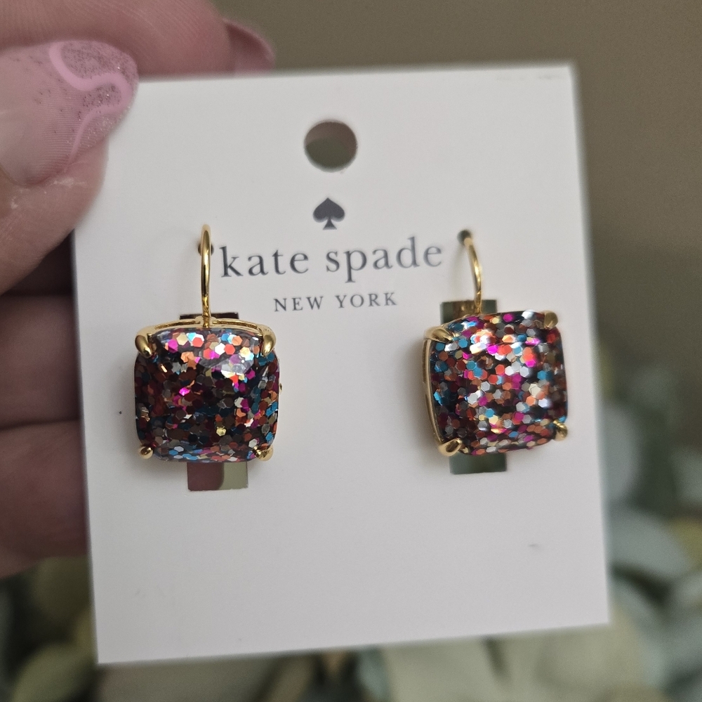 NEW Kate Spade Multicolor Glitter Dangle Earrings